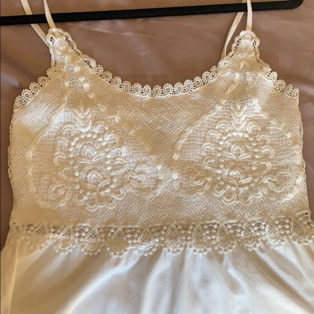 White mini crochet dress